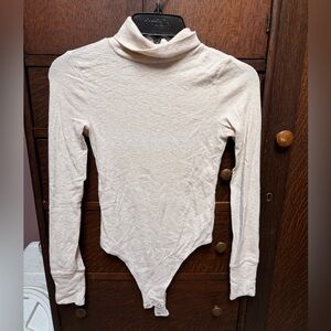 aerie Cream Long Sleeve Turtleneck Bodysuit
